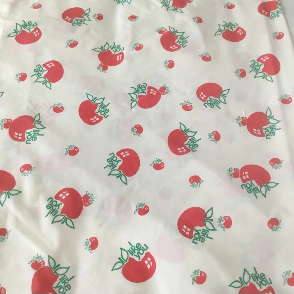 Sears Twin Top Sheet I LIKE YOU Apple Vintage 1974 67 x 94” MFG FLAW